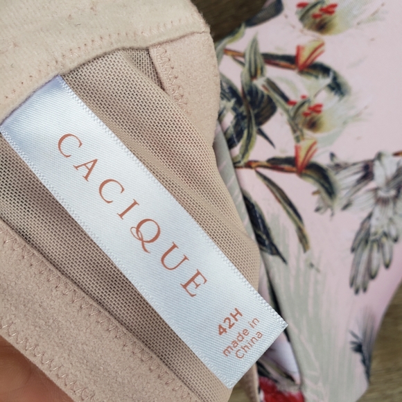 Floral Cacique 42 H Racerback Bra with Padded Under Support Plus Size - Picture 9 of 16